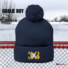 Load image into Gallery viewer, Personalized Hockey Number Pom Pom Beanie/Winter Hat