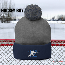 Load image into Gallery viewer, Personalized Hockey Number Pom Pom Beanie/Winter Hat