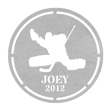 Load image into Gallery viewer, Hockey_Goalie_Metal_Sign_Silver_Transparent_Mockup.png