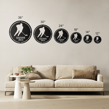 Load image into Gallery viewer, Personalized_Hockey_Goalie_Metal_Sign_Size_Options_Mockup.png
