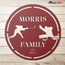 Load image into Gallery viewer, Personalized Hockey Family Metal Sign (Stencil)