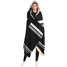 Load image into Gallery viewer, Personalized Black/Silver/White Hockey Hooded Blanket