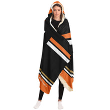 Load image into Gallery viewer, Personalized Black/Orange/Gold Hockey Hooded Blanket
