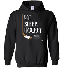 Load image into Gallery viewer, Unisex Black Hockey Hoodie for the Hockey Fan, Hockey Player or Hockey Parent