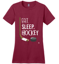 Load image into Gallery viewer, Red Womens Hockey Shirt for Dedicated Hockey Moms, Hockey Players and Hockey Fans