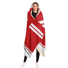 Load image into Gallery viewer, Personalized Red/White Hockey Hooded Blanket