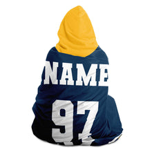 Load image into Gallery viewer, Personalized Navy/Yellow Hockey Hooded Blanket