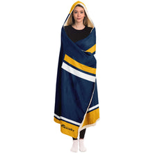 Load image into Gallery viewer, Personalized Navy/Yellow Hockey Hooded Blanket
