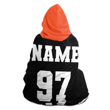 Load image into Gallery viewer, Personalized Black/Orange Hockey Hooded Blanket