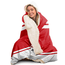 Load image into Gallery viewer, Personalized Red/White Hockey Hooded Blanket