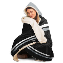 Load image into Gallery viewer, Personalized Black/Silver/White Hockey Hooded Blanket
