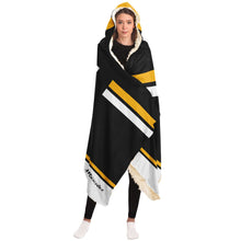 Load image into Gallery viewer, Personalized Black/Yellow Hockey Hooded Blanket
