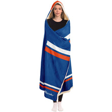 Load image into Gallery viewer, Personalized Royal/Orange Hockey Hooded Blanket