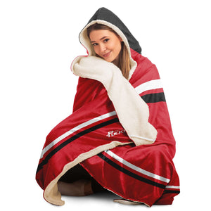 Personalized Red/Black/White Hockey Hooded Blanket