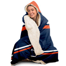 Load image into Gallery viewer, Personalized Navy/Orange Hockey Hooded Blanket
