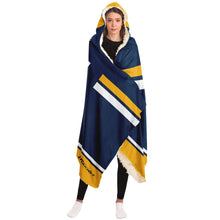 Load image into Gallery viewer, Personalized Navy/Yellow Hockey Hooded Blanket