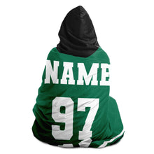 Load image into Gallery viewer, Personalized Green/Black Hooded Blanket