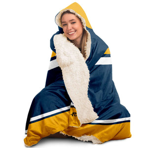 Personalized Navy/Yellow Hockey Hooded Blanket