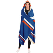 Load image into Gallery viewer, Personalized Royal/Orange Hockey Hooded Blanket