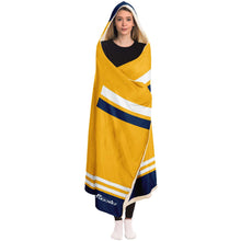 Load image into Gallery viewer, Personalized Gold/Blue Hockey Hooded Blanket