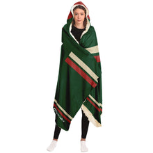 Load image into Gallery viewer, Personalized Green/Red/Gold Hockey Hooded Blanket