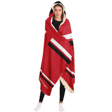 Load image into Gallery viewer, Personalized Red/Black/White Hockey Hooded Blanket
