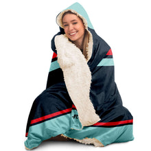 Load image into Gallery viewer, Personalized Blue/Teal Hockey Hooded Blanket