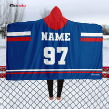 Load image into Gallery viewer, Personalized Royal/Red Hockey Hooded Blanket