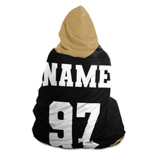 Load image into Gallery viewer, Personalized Black/Gold Hockey Hooded Blanket