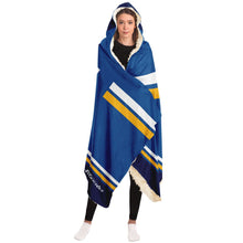 Load image into Gallery viewer, Personalized Blue/Yellow Hockey Hooded Blanket