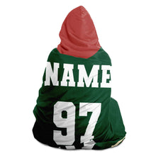 Load image into Gallery viewer, Personalized Green/Red/Gold Hockey Hooded Blanket