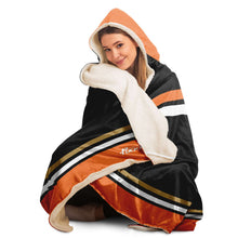 Load image into Gallery viewer, Personalized Black/Orange/Gold Hockey Hooded Blanket