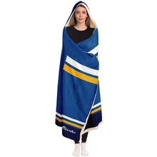 Load image into Gallery viewer, Personalized Blue/Yellow Hockey Hooded Blanket