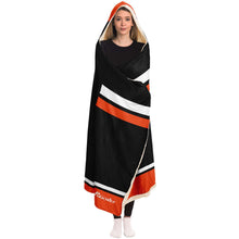 Load image into Gallery viewer, Personalized Black/Orange Hockey Hooded Blanket