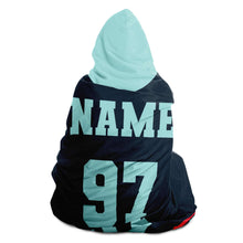 Load image into Gallery viewer, Personalized Blue/Teal Hockey Hooded Blanket