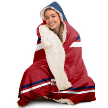 Load image into Gallery viewer, Personalized Red/Blue Hockey Hooded Blanket