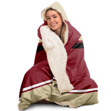 Load image into Gallery viewer, Personalized Red/Beige Hockey Hooded Blanket