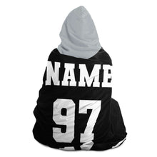 Load image into Gallery viewer, Personalized Black/Silver/White Hockey Hooded Blanket