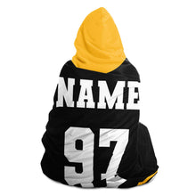 Load image into Gallery viewer, Personalized Black/Yellow Hockey Hooded Blanket