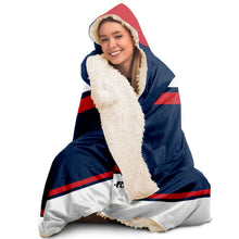 Load image into Gallery viewer, Personalized Navy/Red Hockey Hooded Blanket
