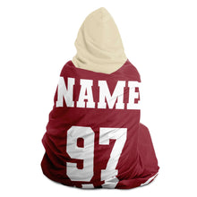 Load image into Gallery viewer, Personalized Red/Beige Hockey Hooded Blanket