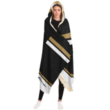 Load image into Gallery viewer, Personalized Black/Gold Hockey Hooded Blanket