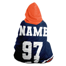 Load image into Gallery viewer, Personalized Navy/Orange Hockey Hooded Blanket