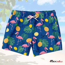 Load image into Gallery viewer, Tropical Hockey Swim Trunks - Navy
