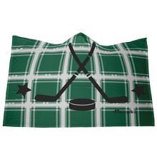 Load image into Gallery viewer, Plaid Green Hockey Hooded Blanket