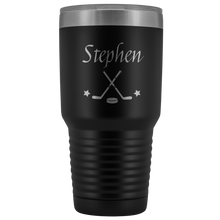 Load image into Gallery viewer, Black Hockey Tumbler with Customized Font and Name