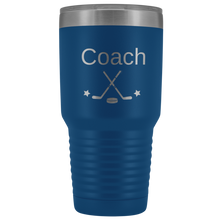 Load image into Gallery viewer, Blue Hockey Tumbler with Customized Name and Font