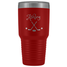 Load image into Gallery viewer, Red Hockey Tumbler with Customized Name and Font
