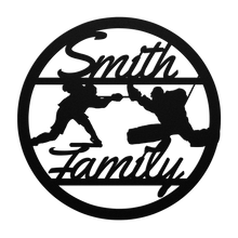 Load image into Gallery viewer, Personalized Hockey Family Metal Sign (Cursive)