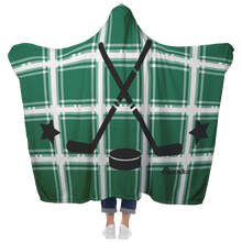 Load image into Gallery viewer, Plaid Green Hockey Hooded Blanket